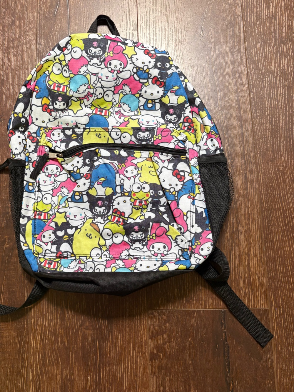 Sanrio Colorful Character Print Kids Backpack - White, Black, Pink, Yellow, Blue